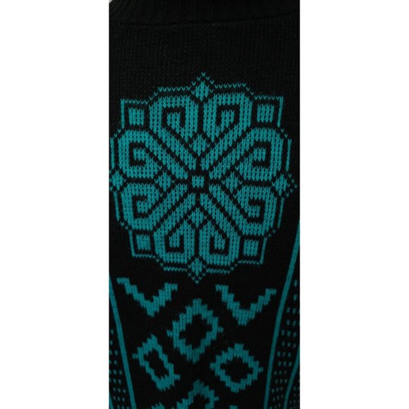 Vtg. G.F.C. Womens M/L Black Aqua Geometric Long Sleeve Made in NY USA Sweater - Picture 3 of 12